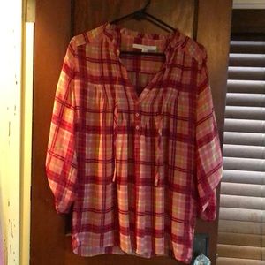 Silky plaid blouse, great condition
